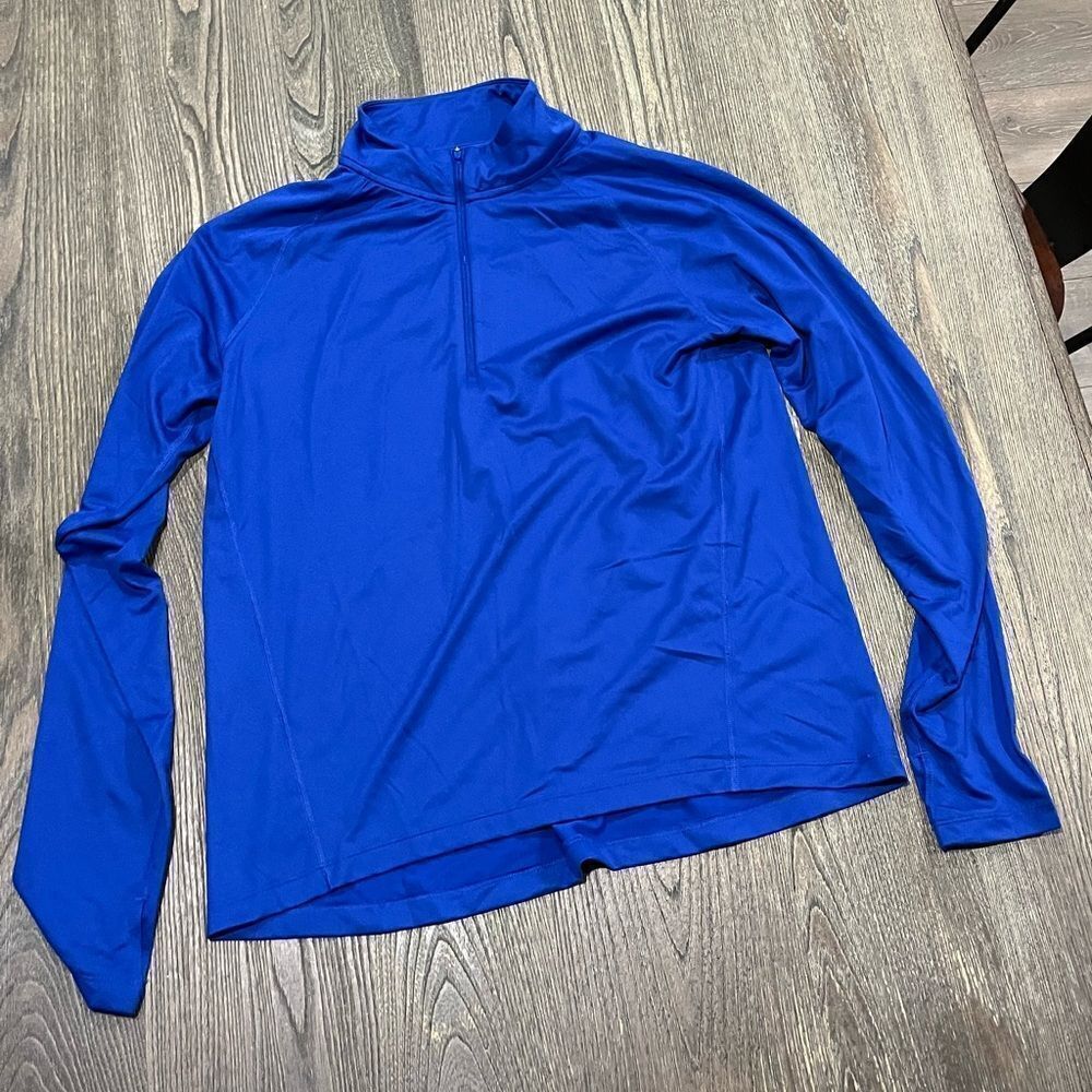 NWOT Nike Mens Dri-Fit T-Shirt Quarter Zip Mock Neck Pullover Royal Blue Large
